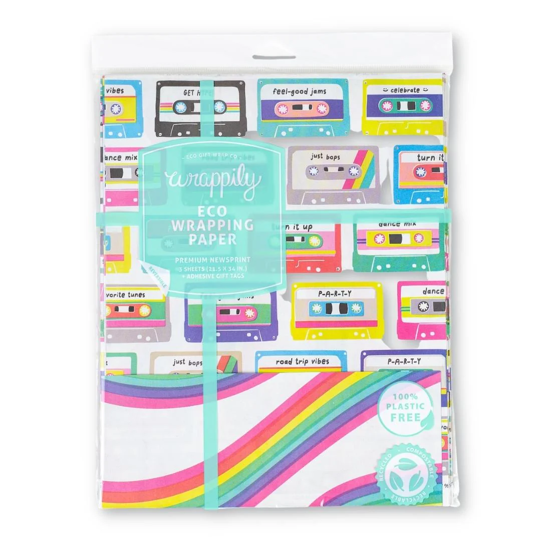 Mix Tape/Go Bows Party Wrapping Paper