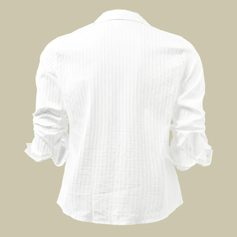 Men's Solid Color Striped Lapel Long Sleeve Shirt 94598700Z