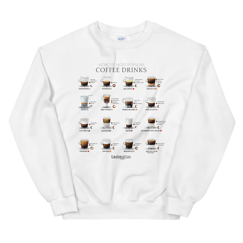 World's Most Popular Coffee Drinks Unisex Sweatshirt