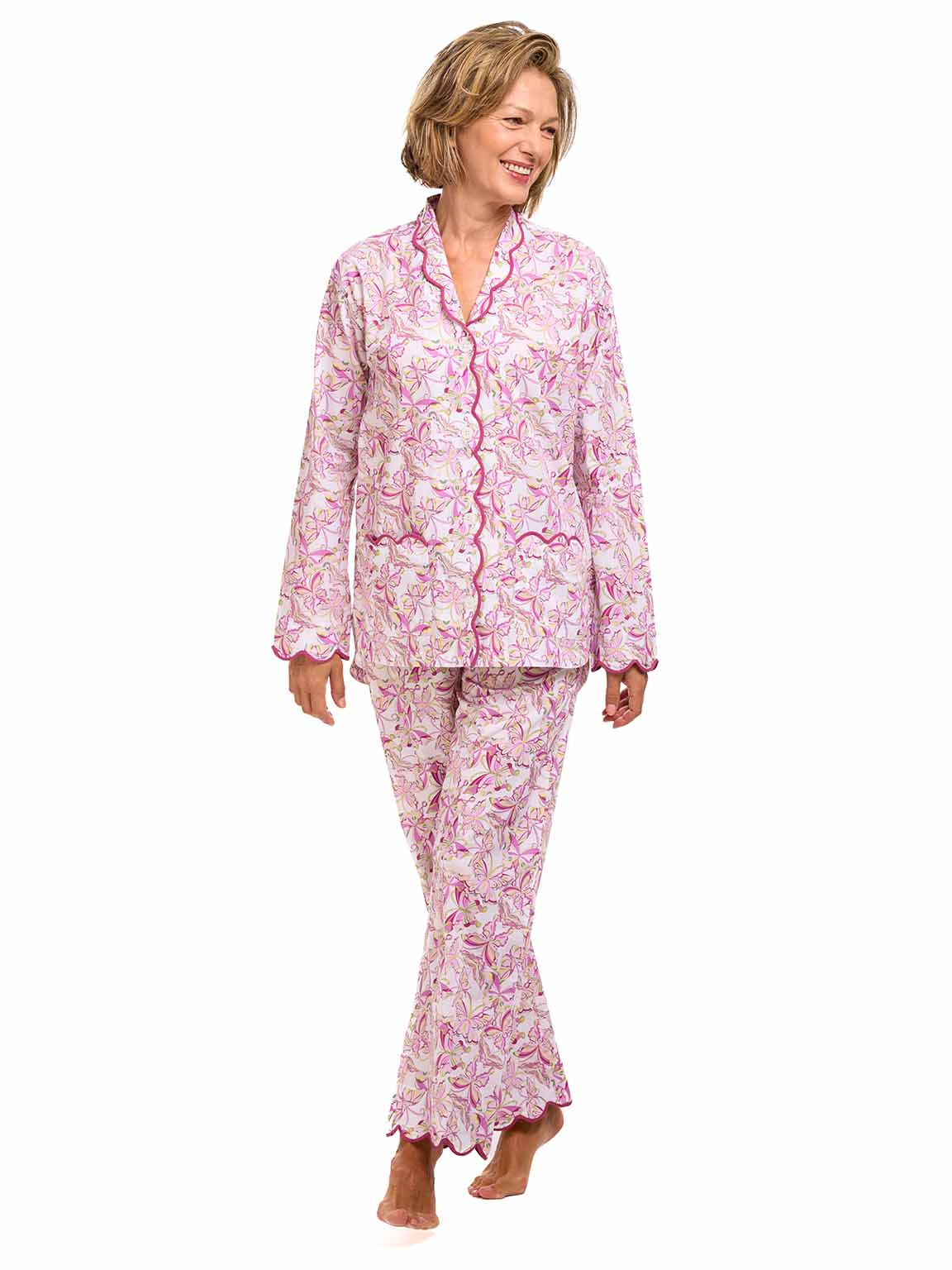 Pink Butterfly Print Pajamas