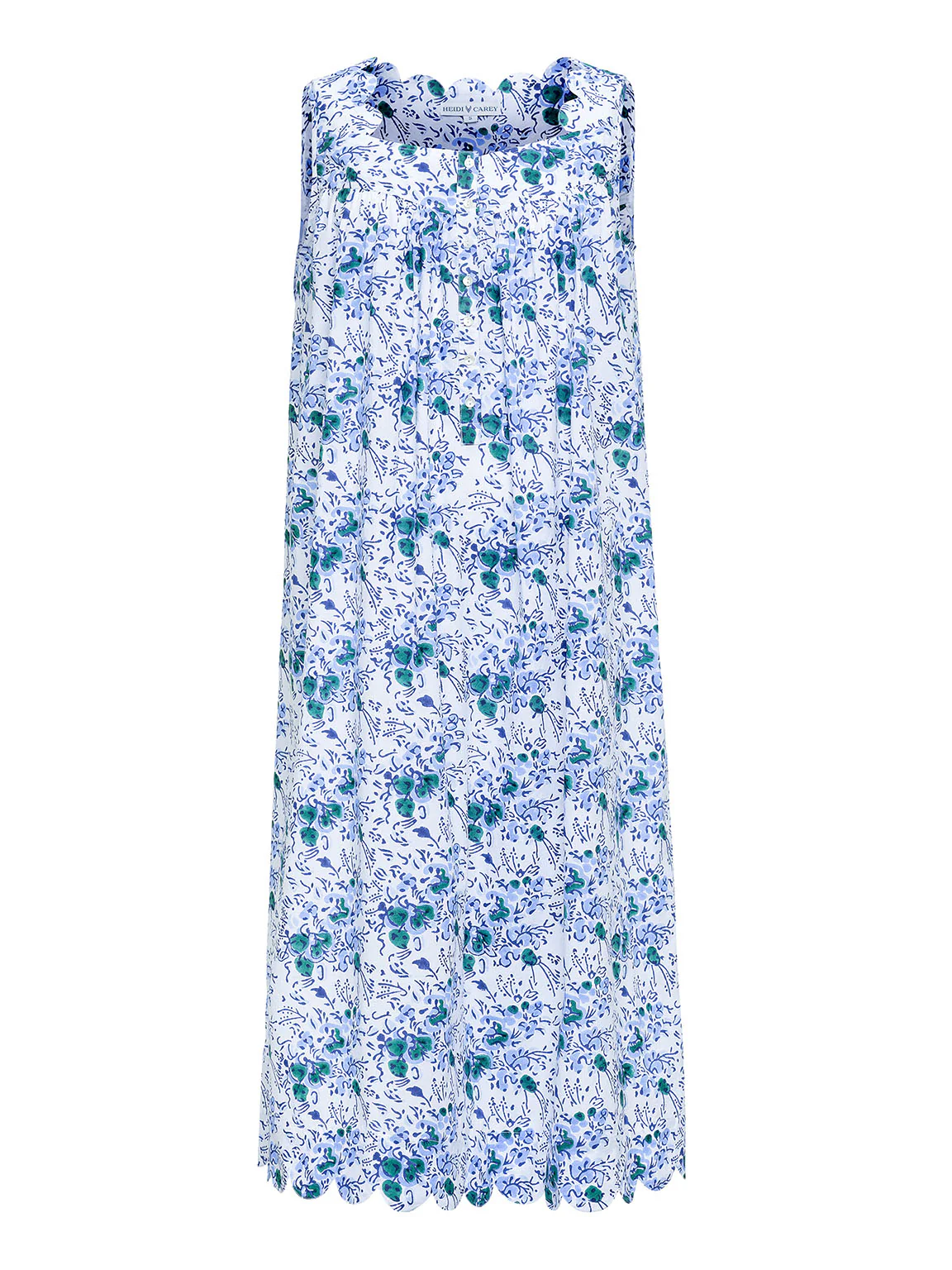 Blue Floral Gathered Nightgown