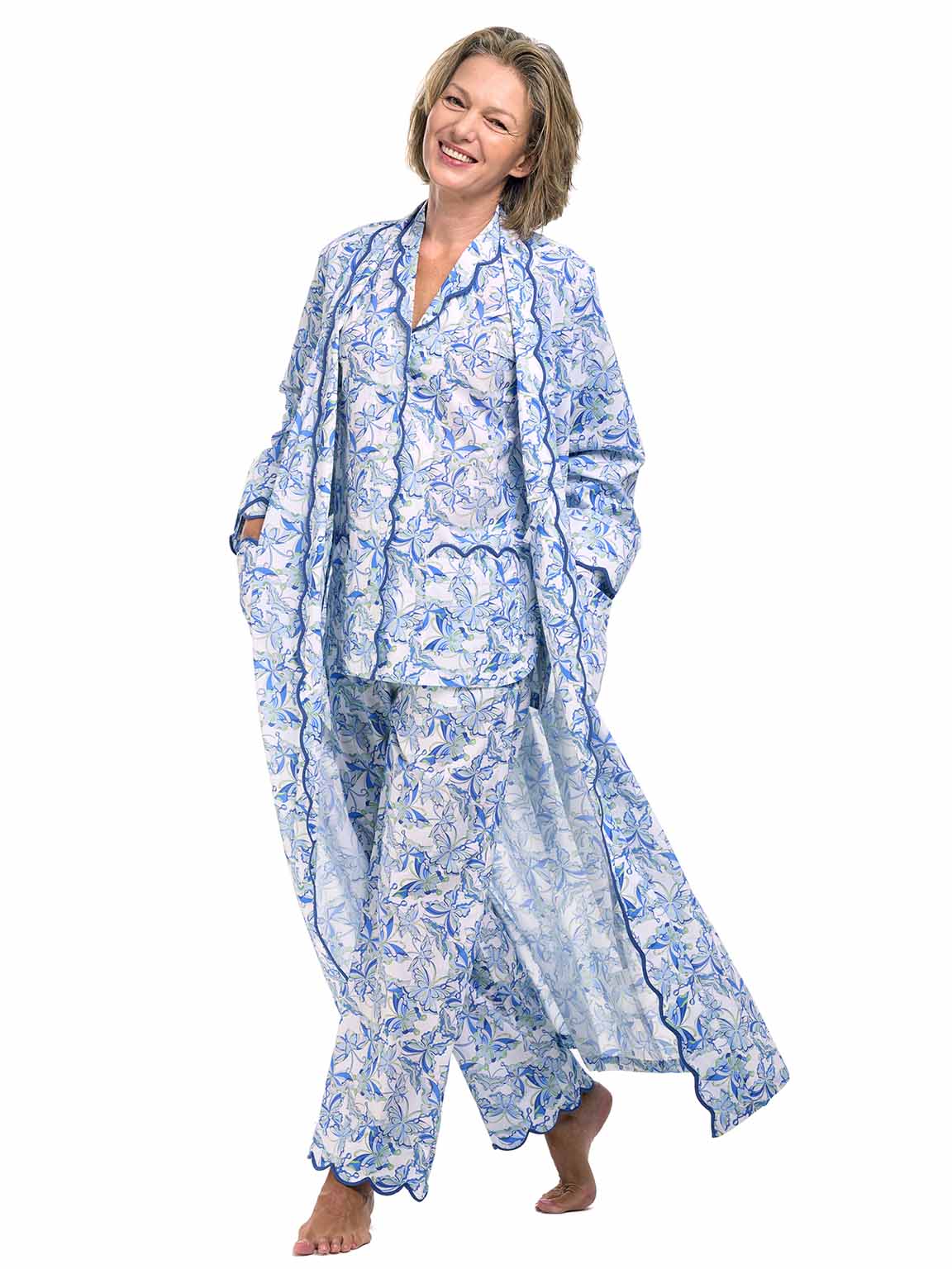 Blue Butterfly Print Pajamas