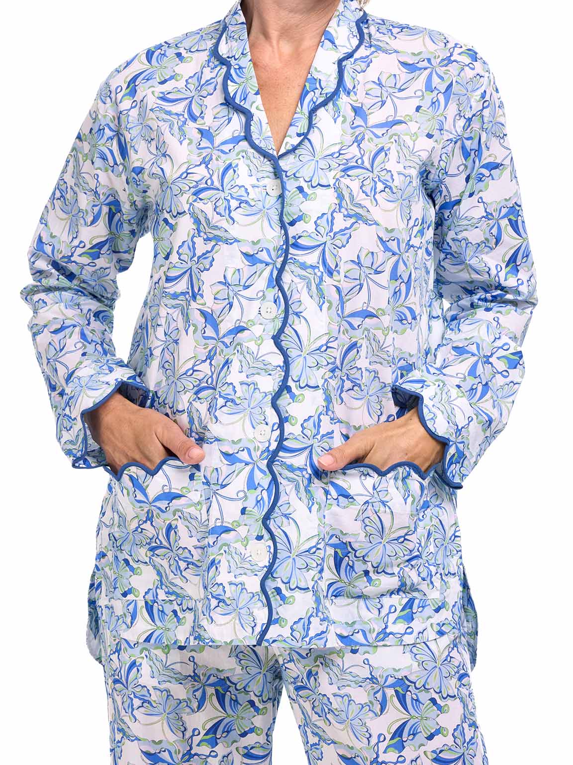 Blue Butterfly Print Pajamas