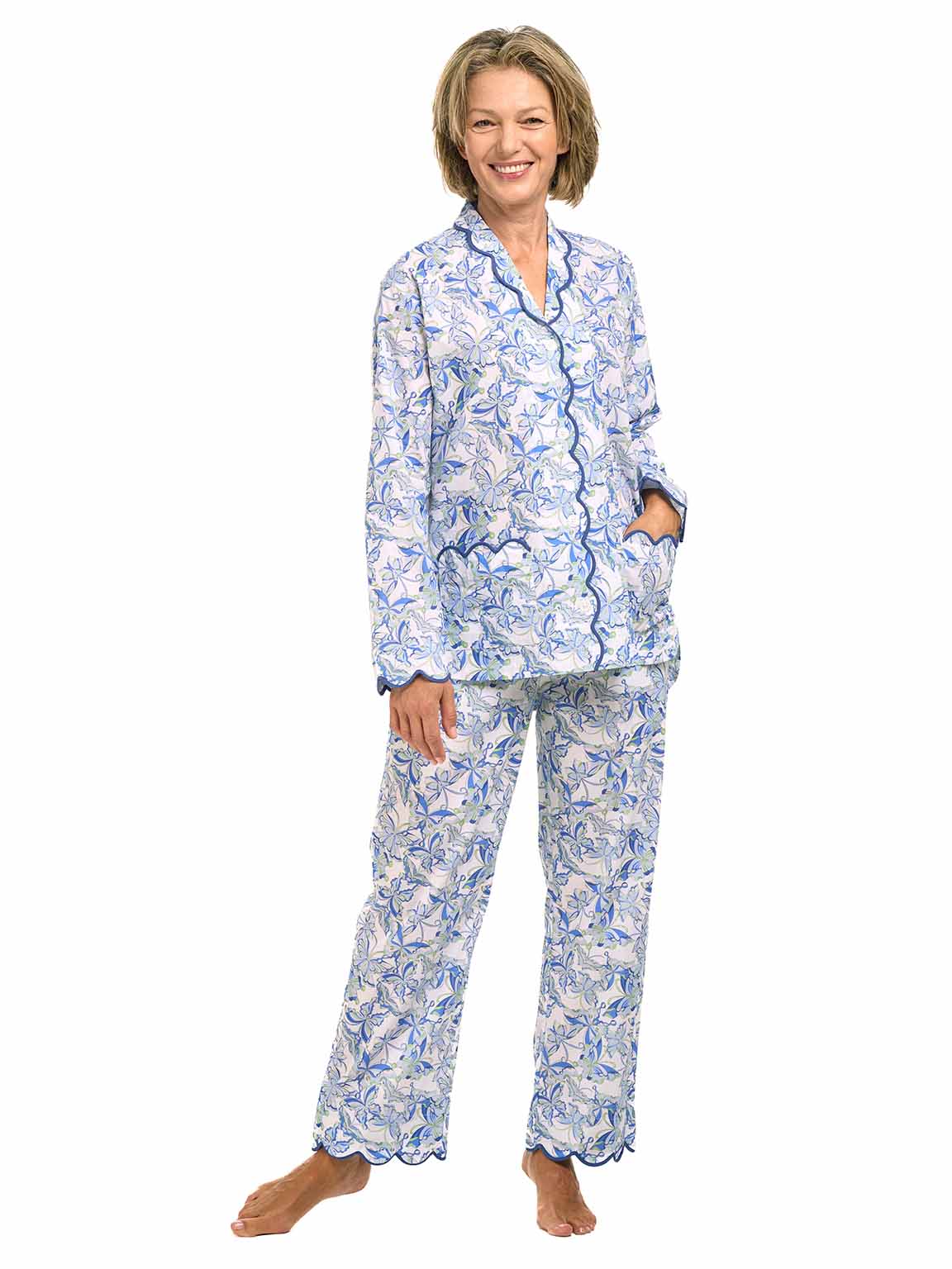 Blue Butterfly Print Pajamas