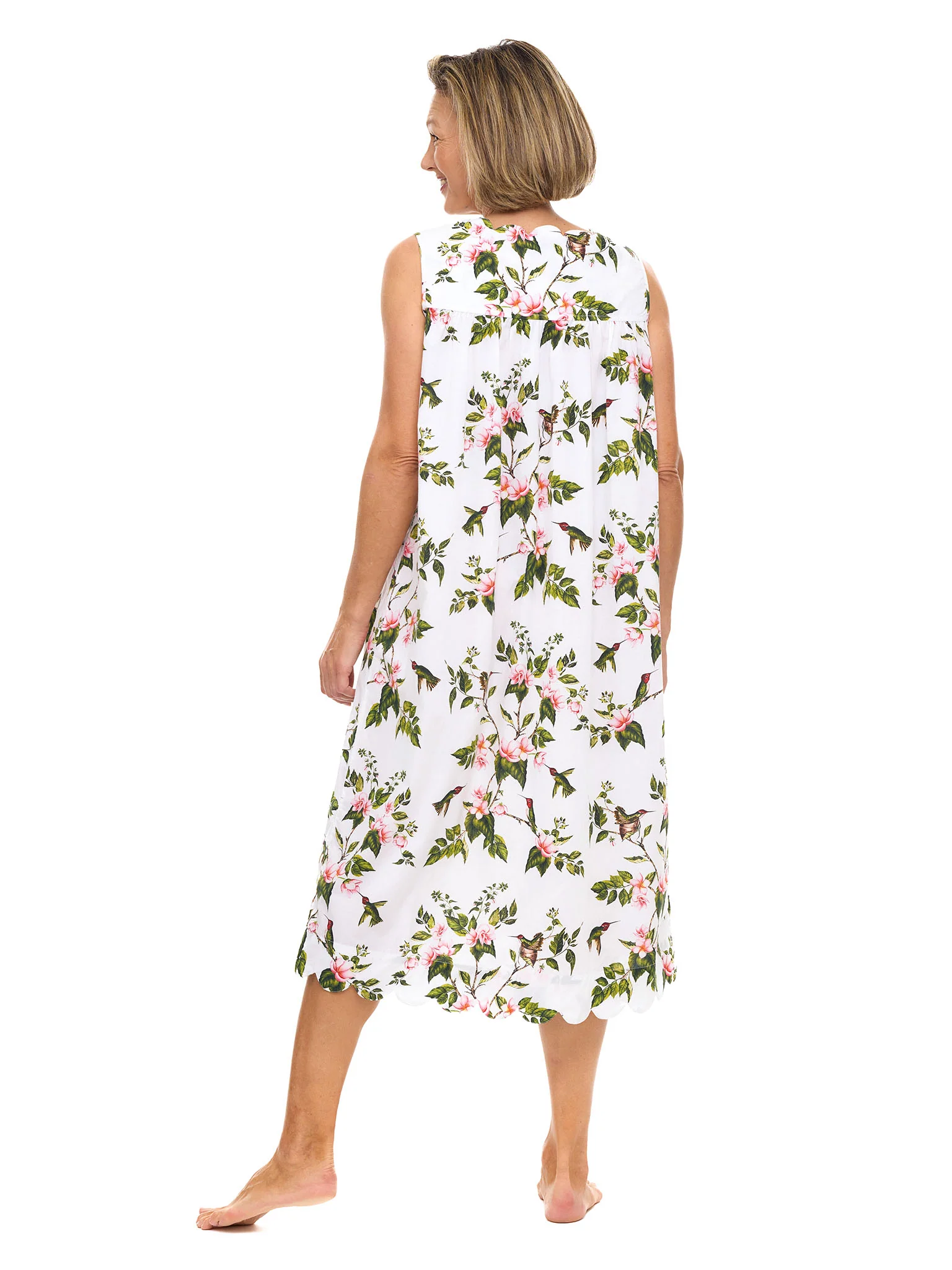 White Hummingbird Gathered Nightgown