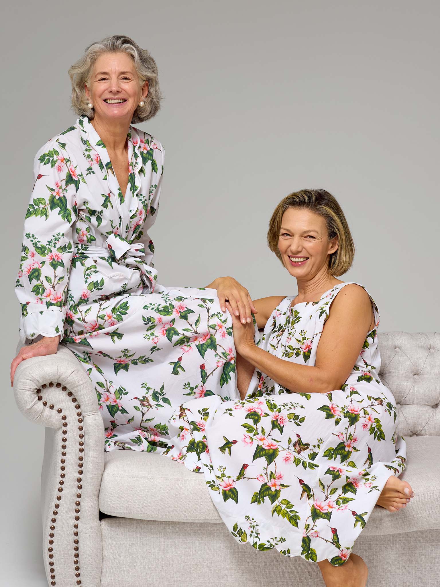 White Hummingbird Gathered Nightgown
