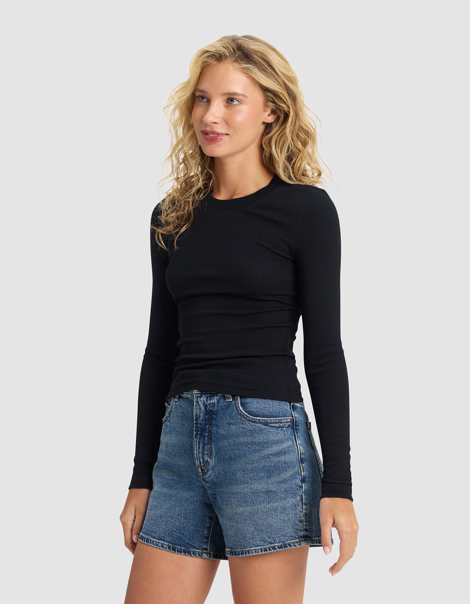 Women's Fine Ribbed Long Sleeve Tee
