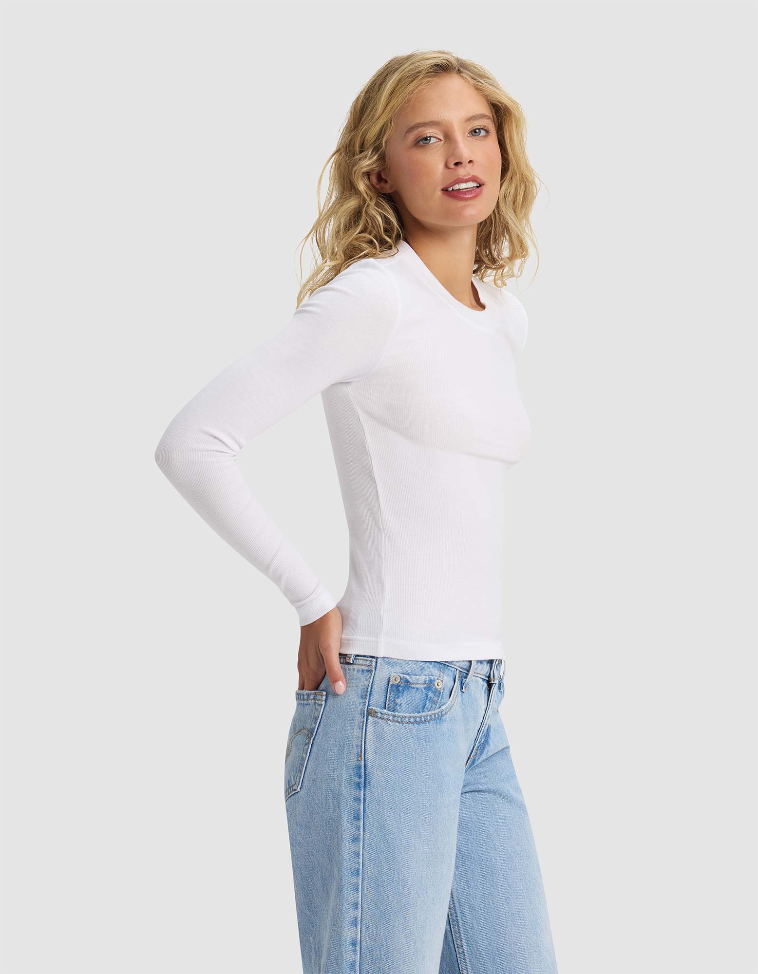 Women's Fine Ribbed Long Sleeve Tee