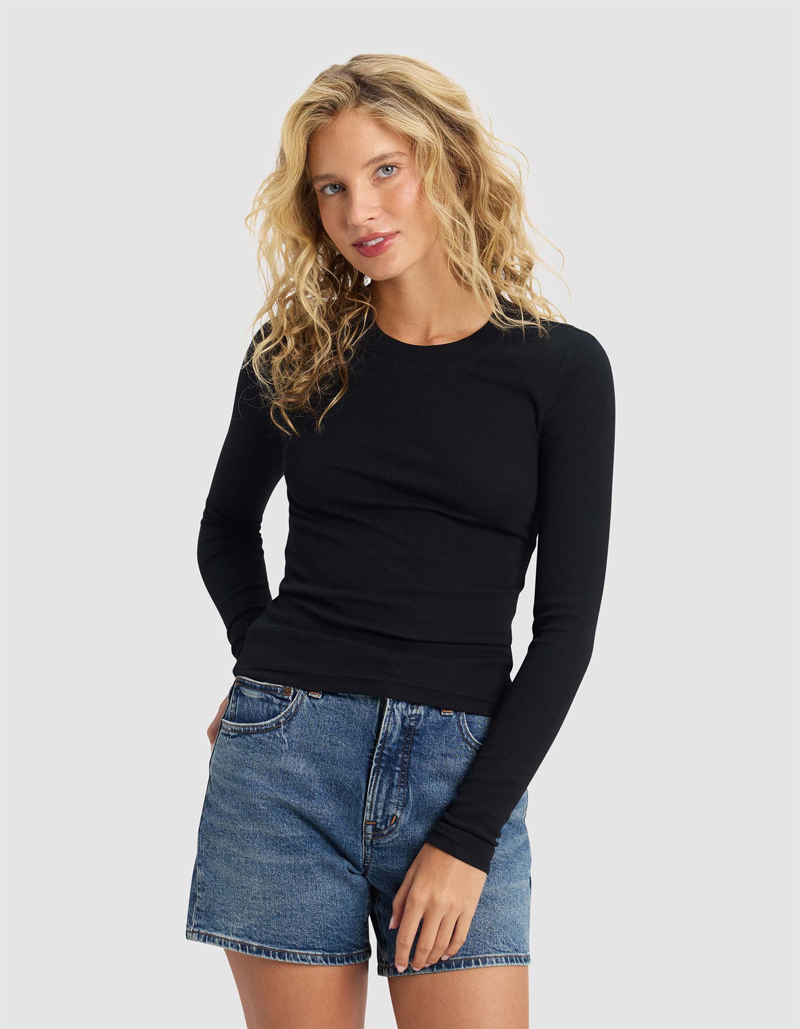 Women's Fine Ribbed Long Sleeve Tee