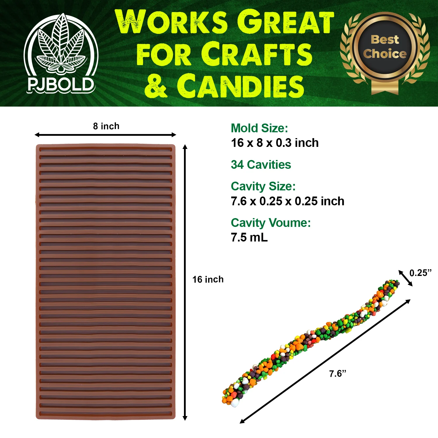 Rope Candy Gummy Mold - 1/3 Sheet Size