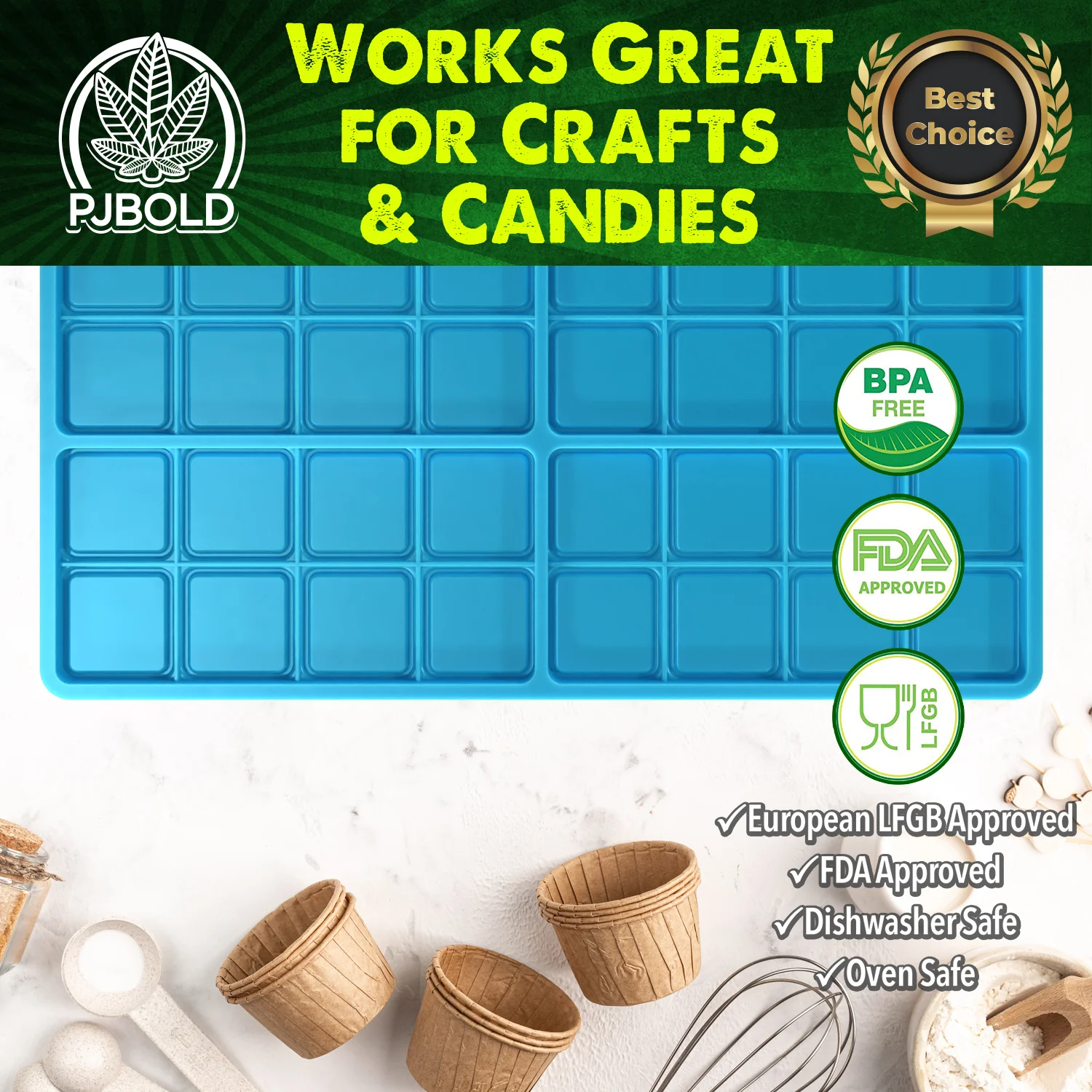 Plain Candy Bar Mold, 6 Cavity for Gummies, Chocolates & Candies
