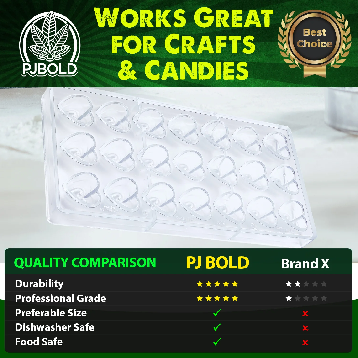 10mL Heart Mold, 21 Cavity, Polycarbonate P1001