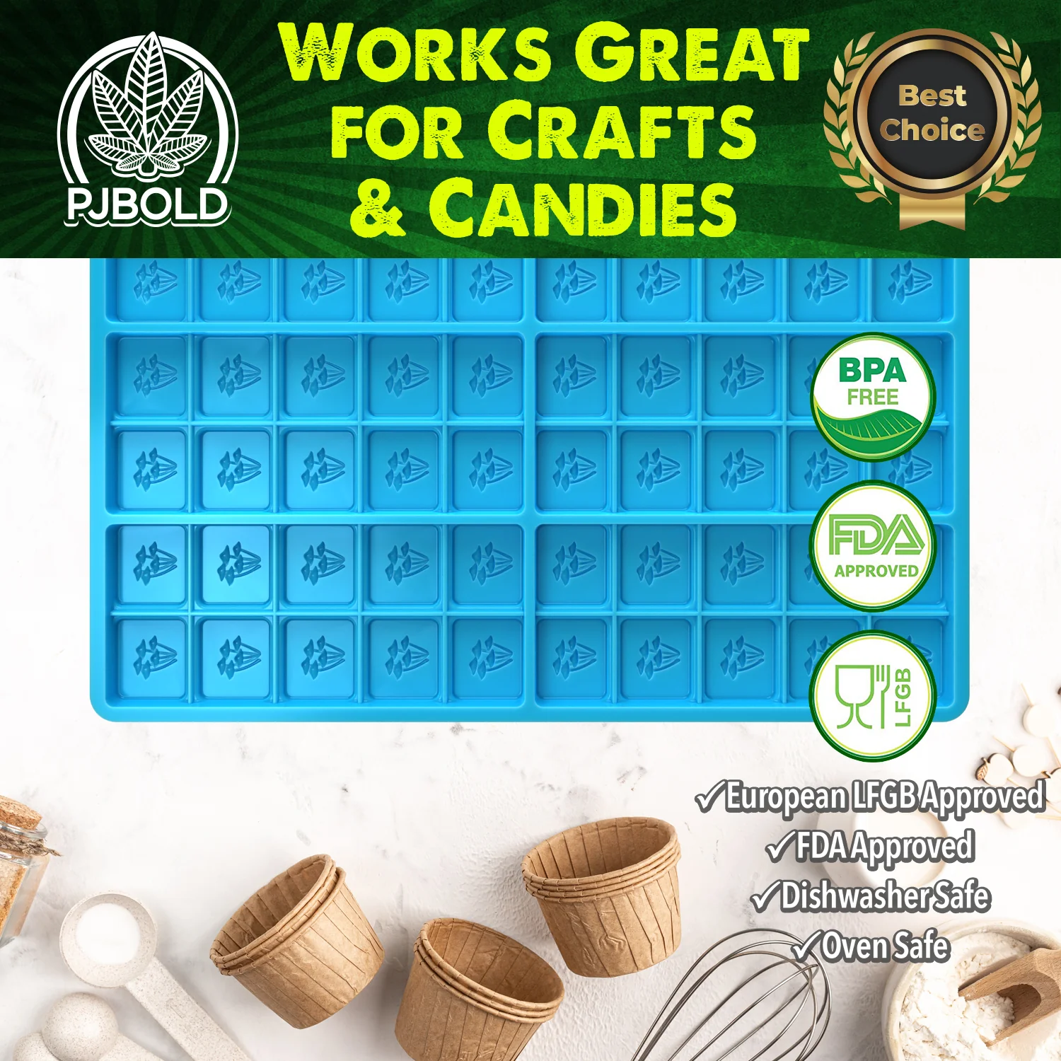 Mushroom Candy Bar Mold, Blue, 6 Cavity