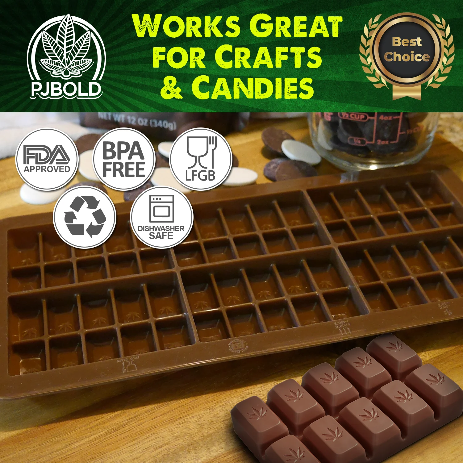 Small Leaf Silicone Chocolate Molds - Candy, Gummies & More (2 Pack)