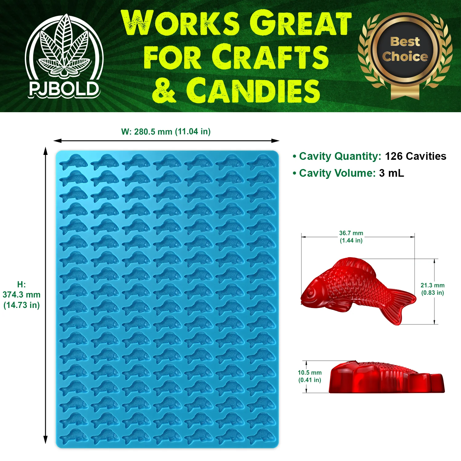 Silicone Fish Mold for Candy, Chocolate, Butter & More - 126 Cavity, Food-Safe