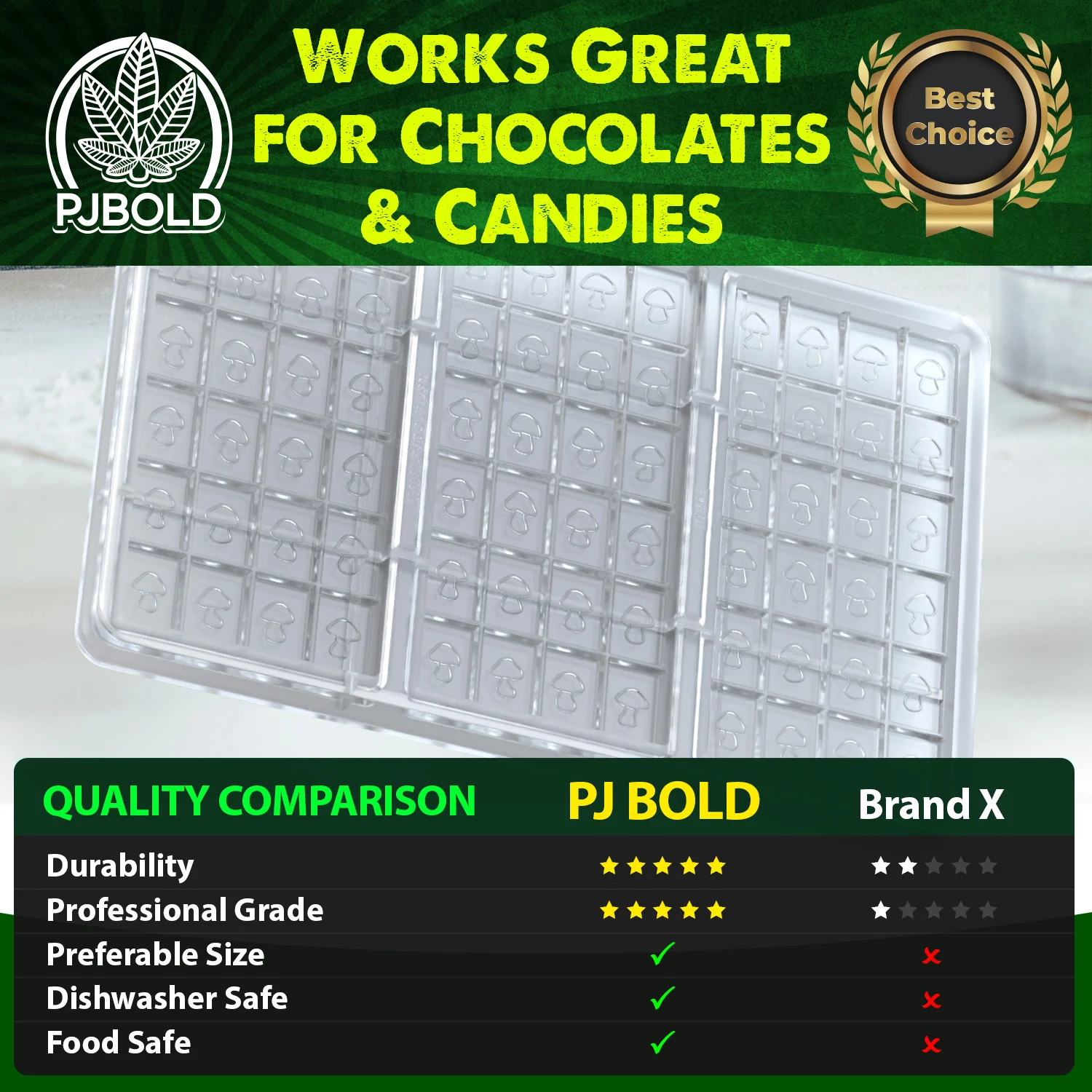 Mushroom, Polycarbonate Chocolate Mold, 88mL (114 gram), 24 Piece Bar