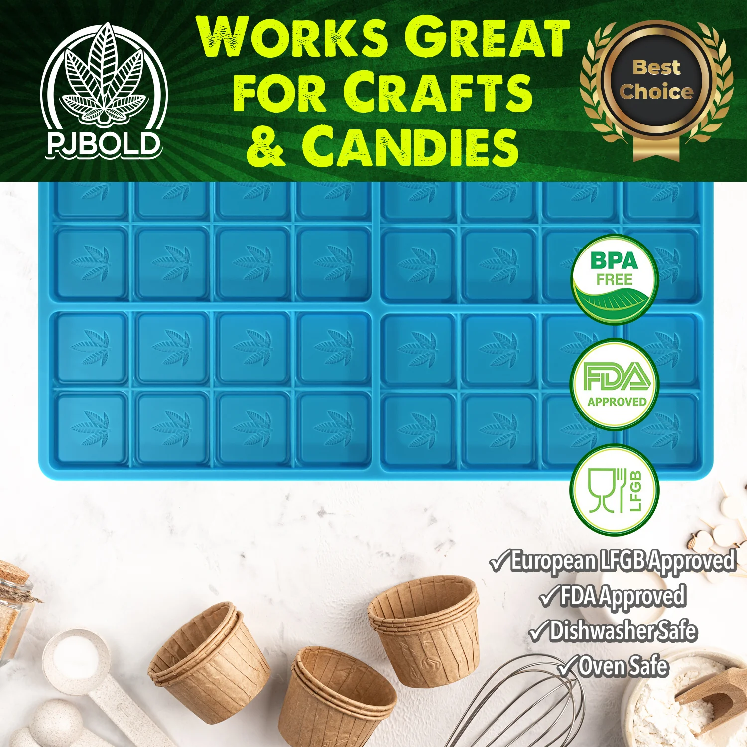 Leaf Candy Bar Mold, 6 Cavity for Chocolates, Candies & Gummies