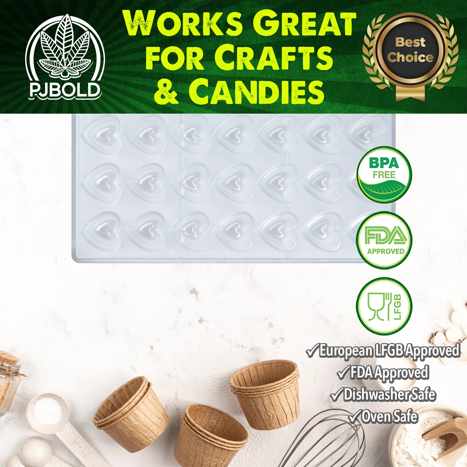 10mL Heart Mold, 21 Cavity, Polycarbonate P1001