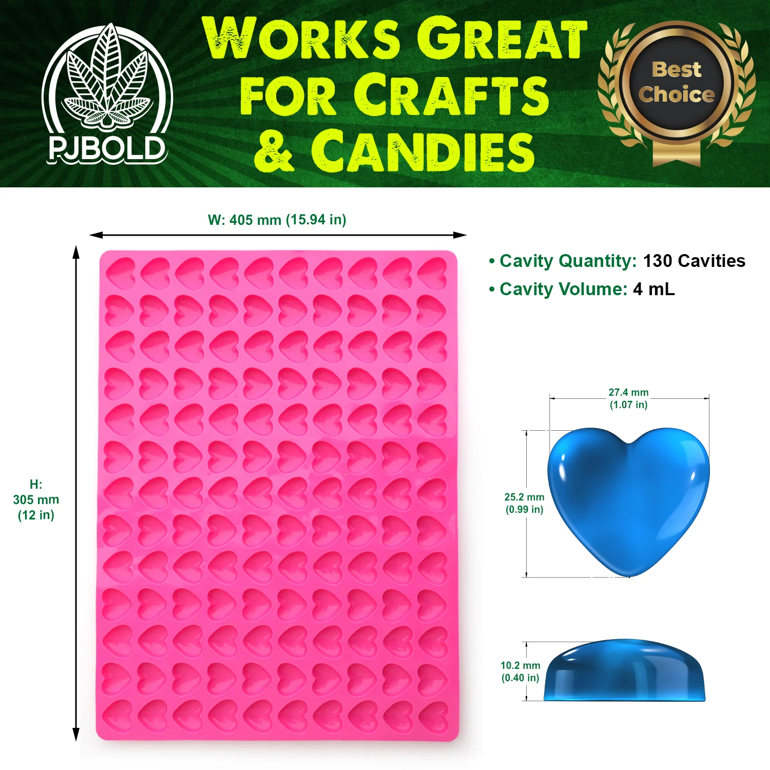 Heart Chocolate Mold Candy- Half Sheet
