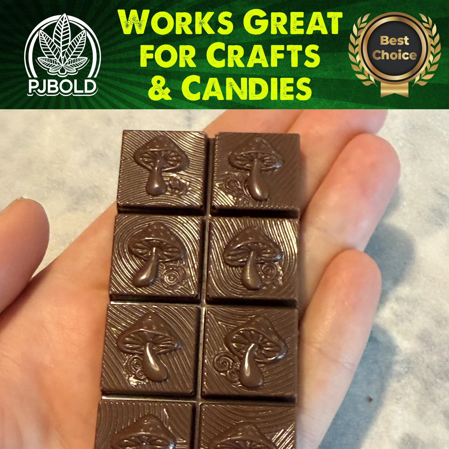 Zen Mushroom, Polycarbonate Bar Mold, 38mL (50 gram), 8 Pieces, For Gummies, Candies, Chocolates