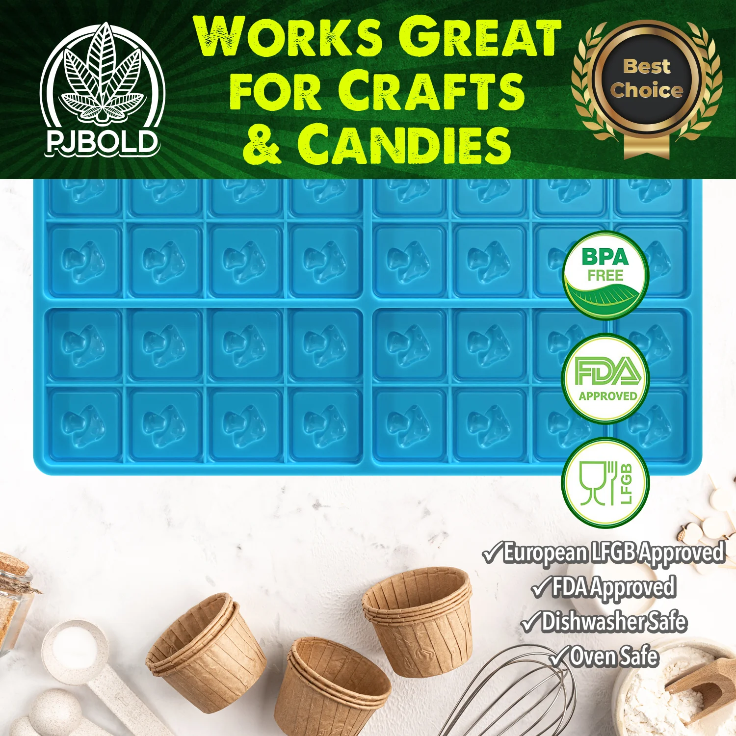 Mushroom Candy Bar Mold, 6 Cavity