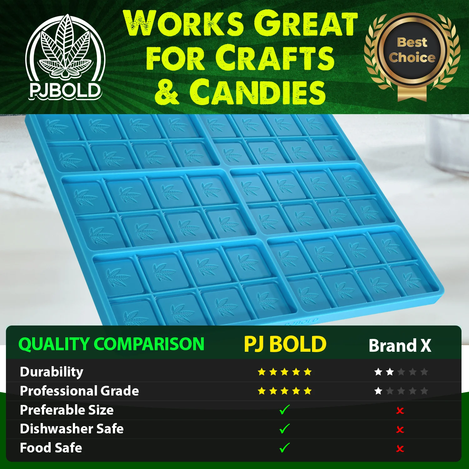 Leaf Candy Bar Mold, 6 Cavity for Chocolates, Candies & Gummies