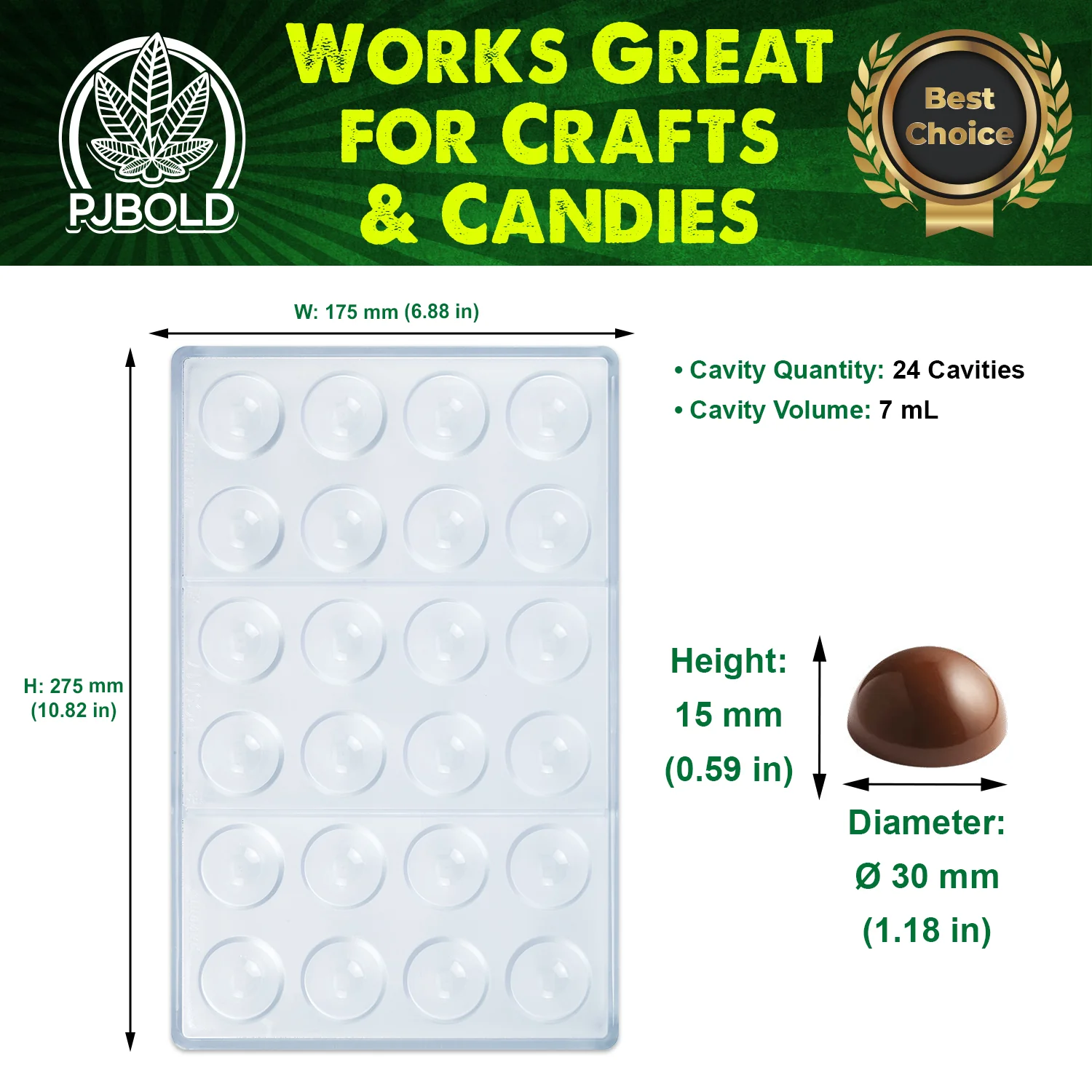 7mL Round Mold, 24 Cavity, Polycarbonate P1006