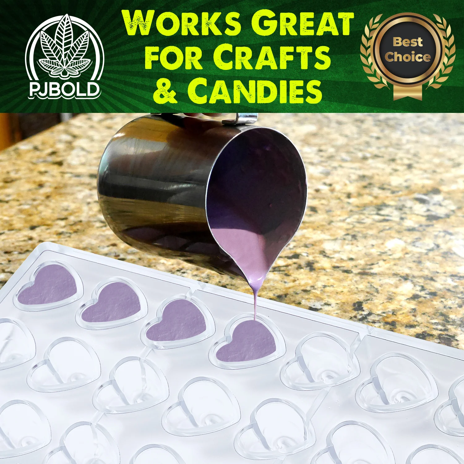 10mL Heart Mold, 21 Cavity, Polycarbonate P1001