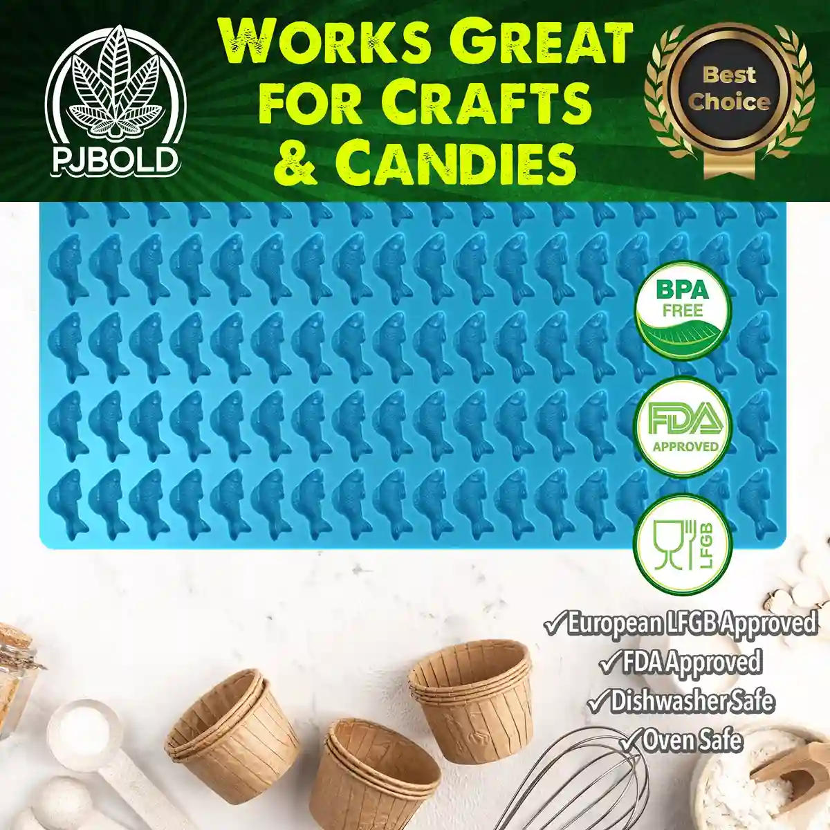 Silicone Fish Mold for Candy, Chocolate, Butter & More - 126 Cavity, Food-Safe