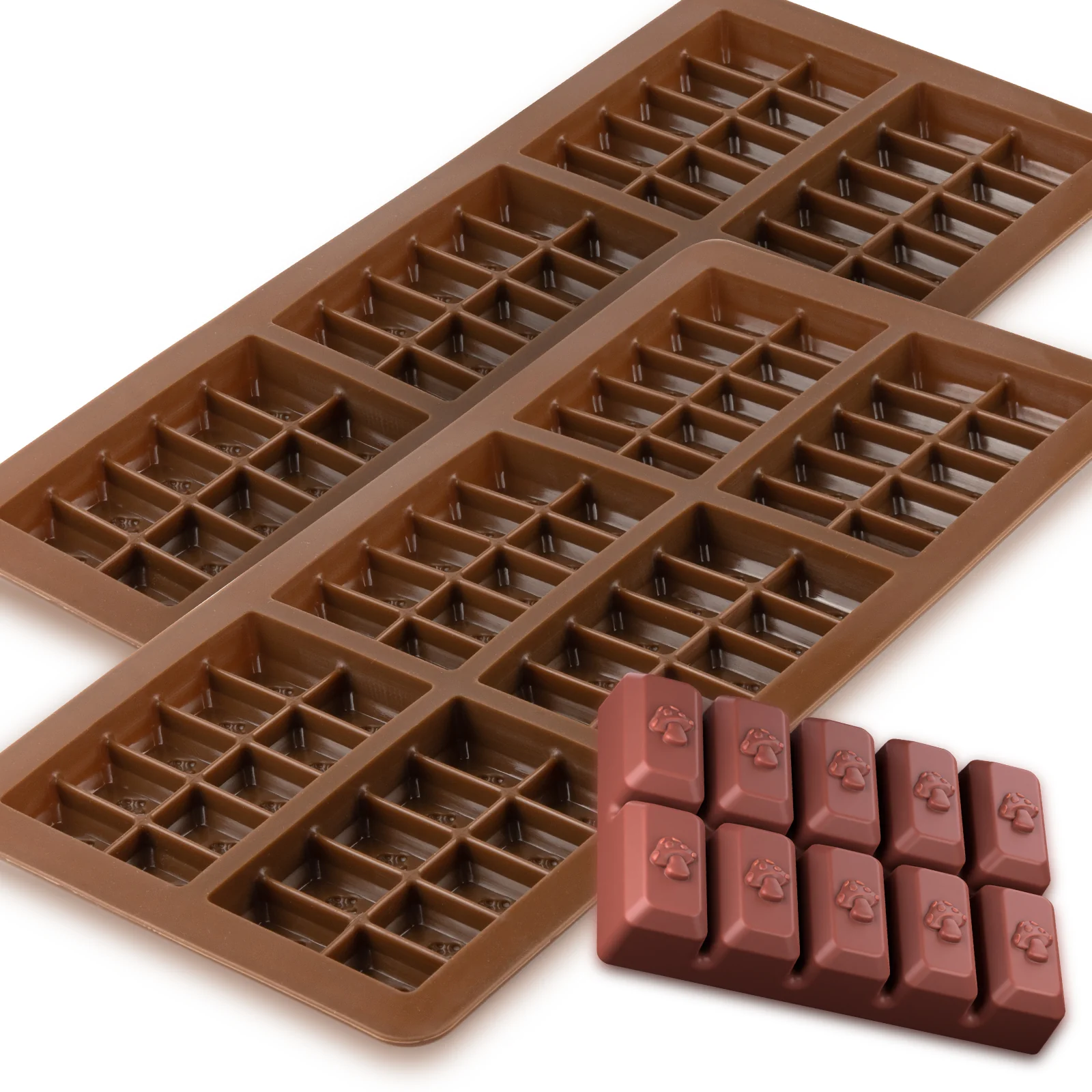 Small Mushroom Chocolate Bar Silicone Candy Mold Trays, 2 Pack For Candies, Chocolate & Gummies