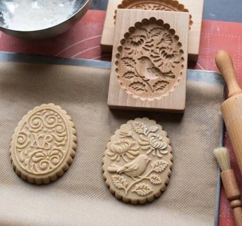 Carved Wooden Cookie Mold