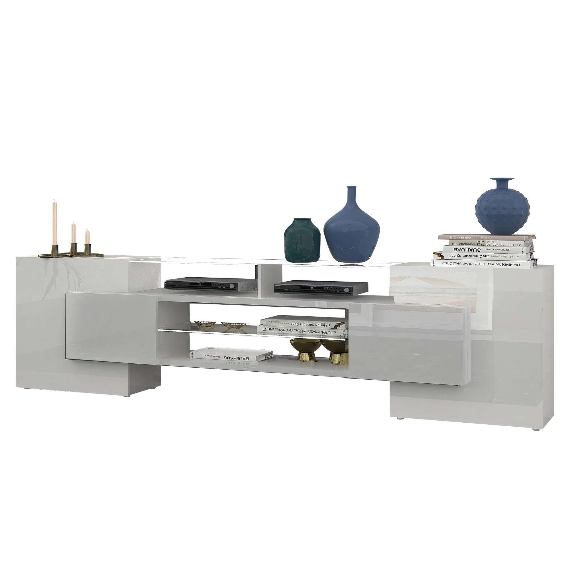 Peru 4 Cabinets High Gloss TV Stand, for TVs up to 88