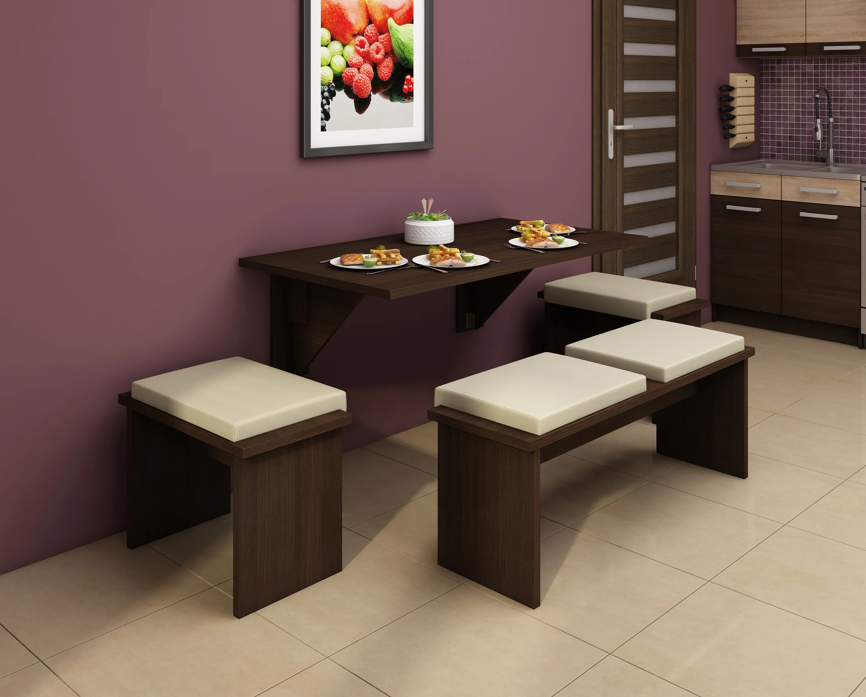 Expert F Wall-Mounted Drop Leaf Dining Table