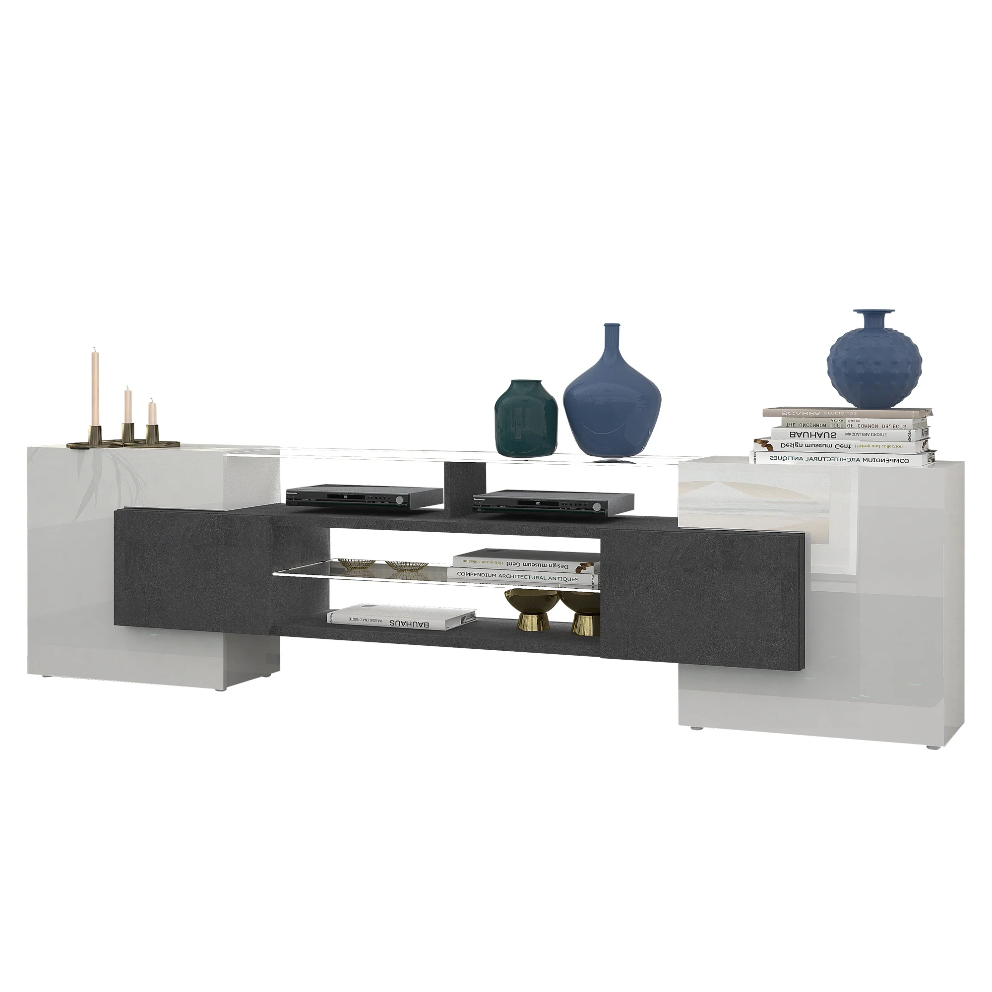 Peru 4 Cabinets High Gloss TV Stand, for TVs up to 88