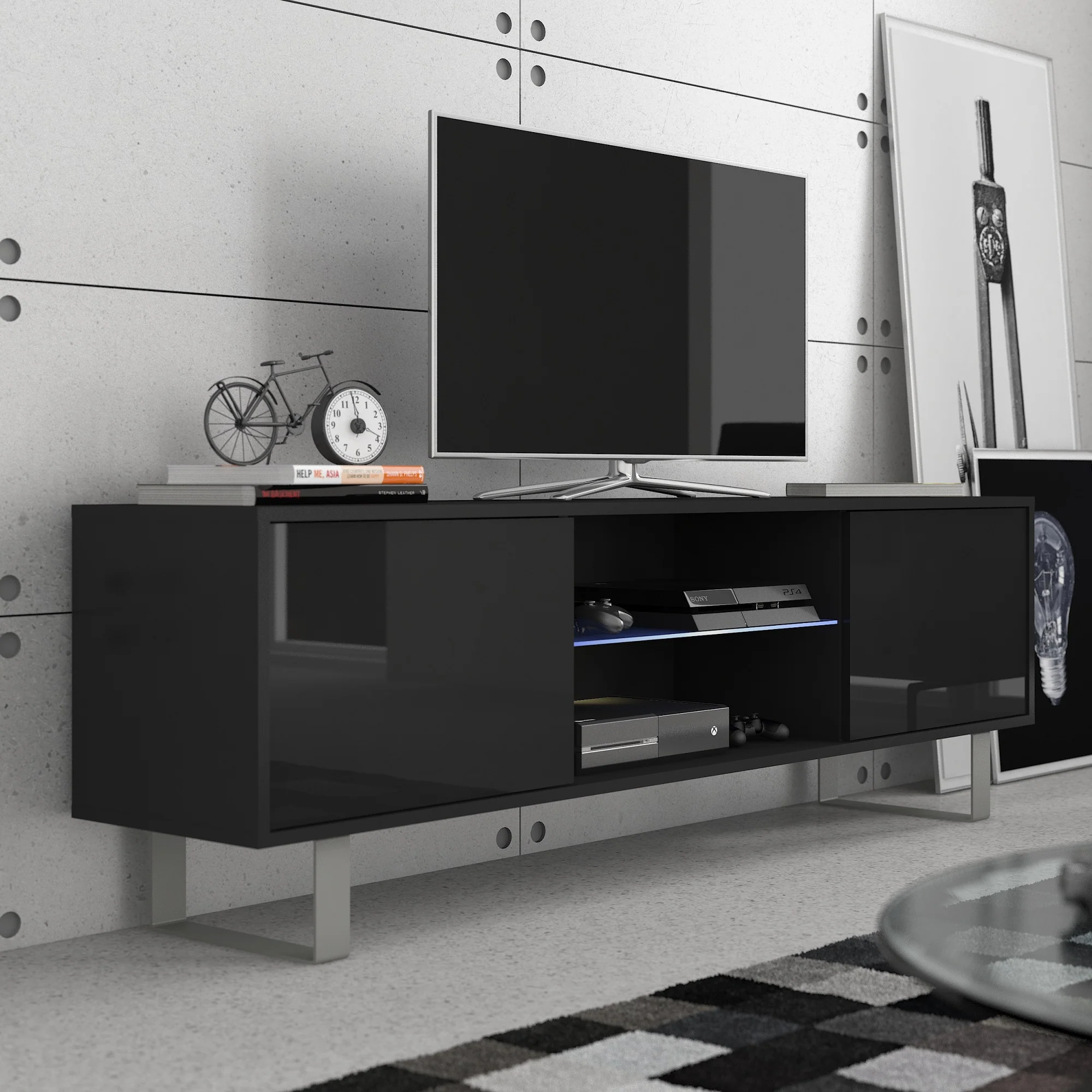 King High Gloss TV Stand, Multiple Finishes