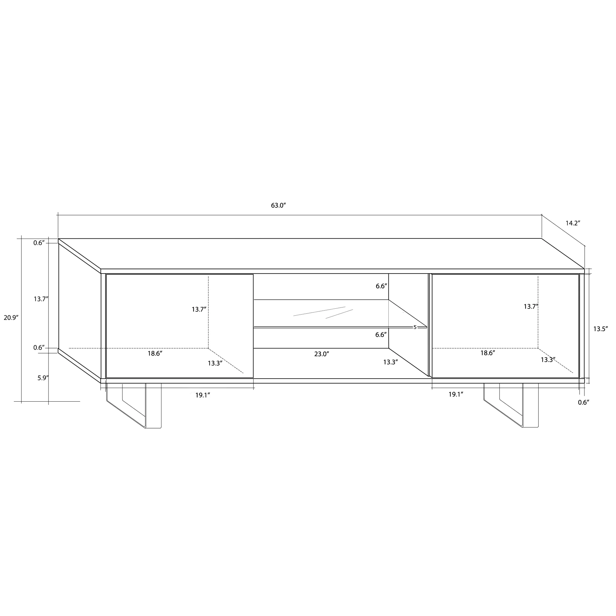 King High Gloss TV Stand, Multiple Finishes