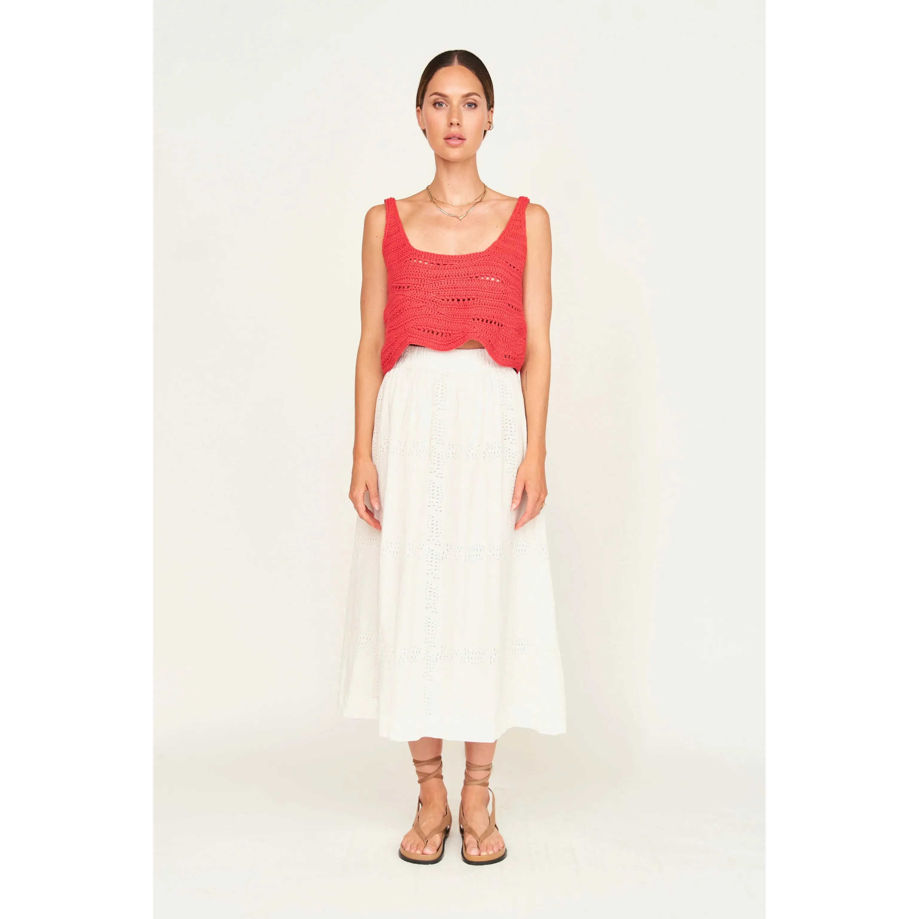Verona Skirt in White Marine Eyelet