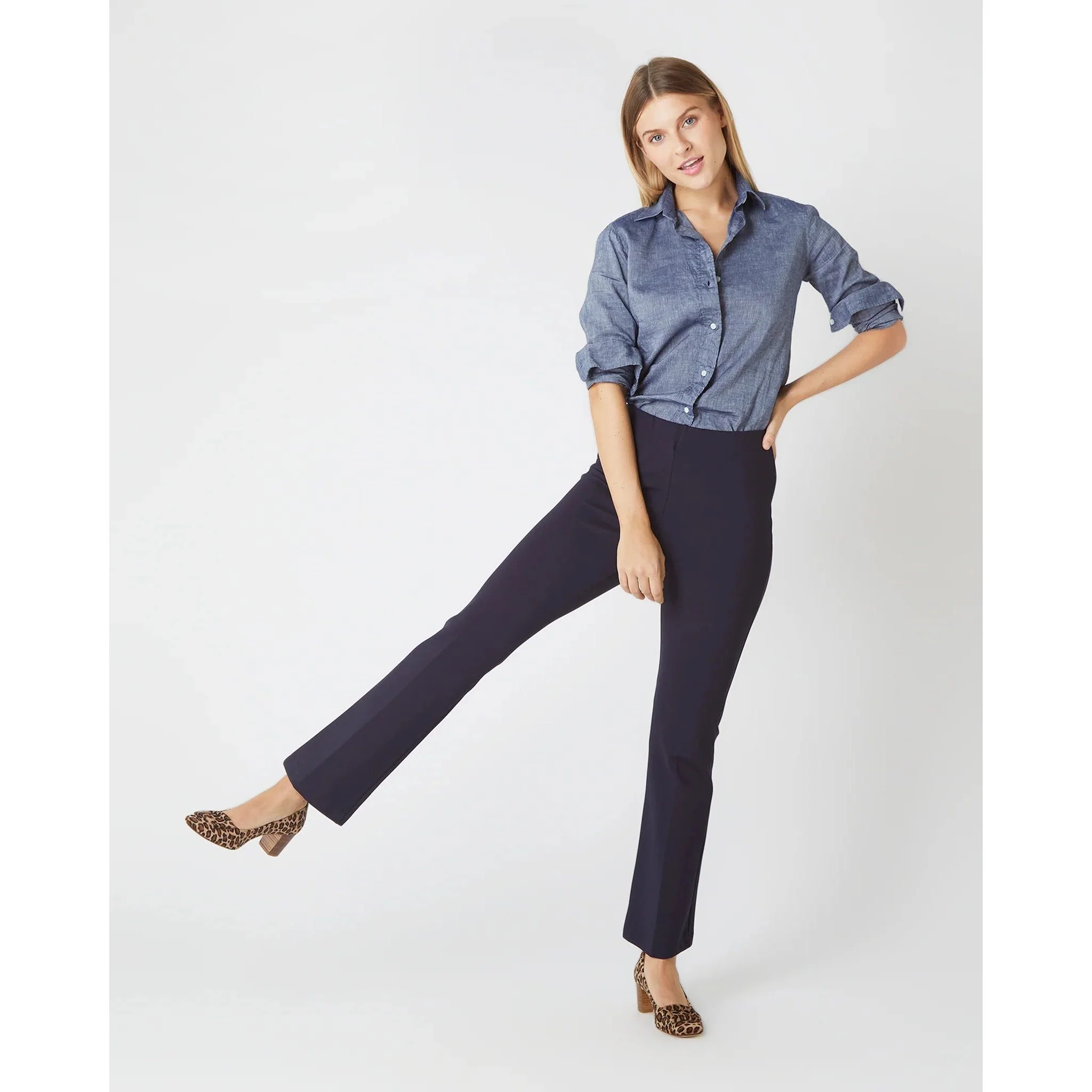 Faye Flare Cropped Pant Navy