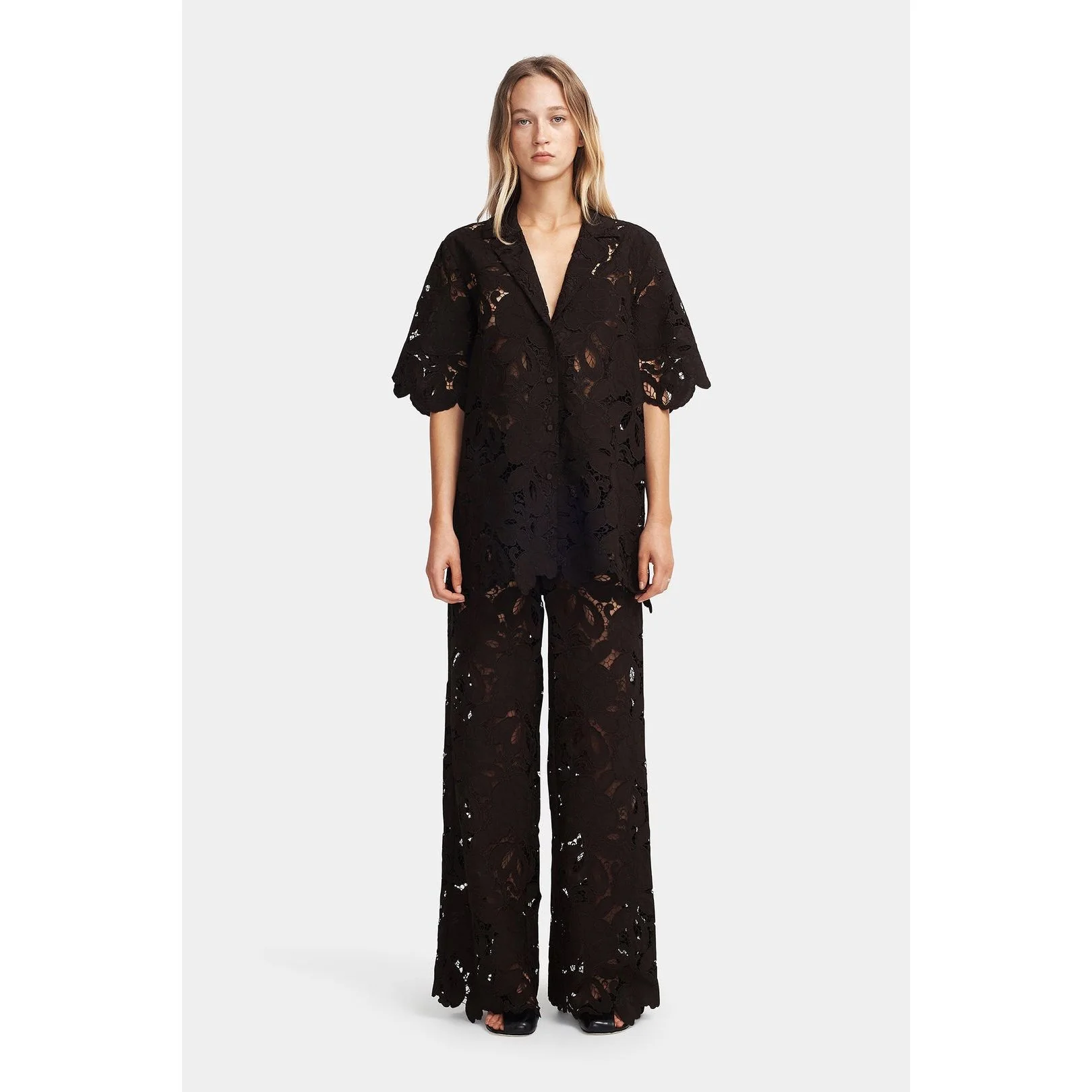 Loretta Lace Shirt Black
