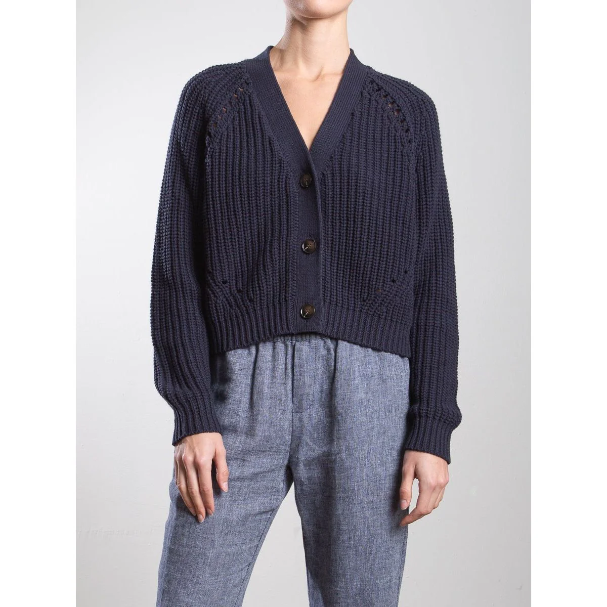 Molly Cotton Cardigan - Ink