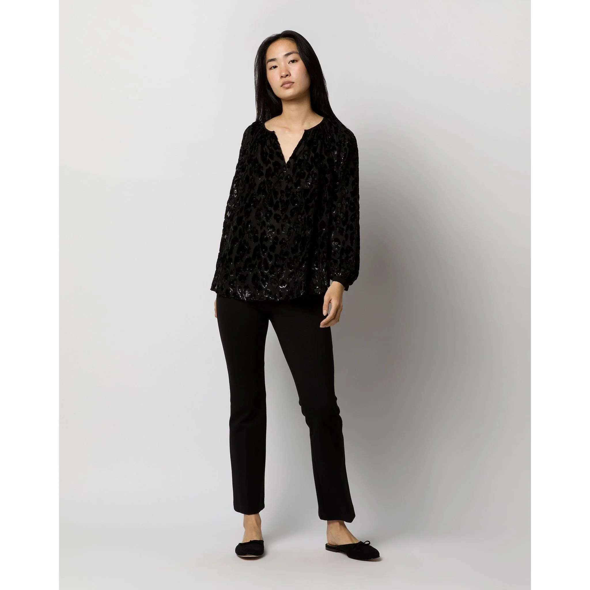 Ariana Blouse Black Leopard Fil Coup�� Georgette