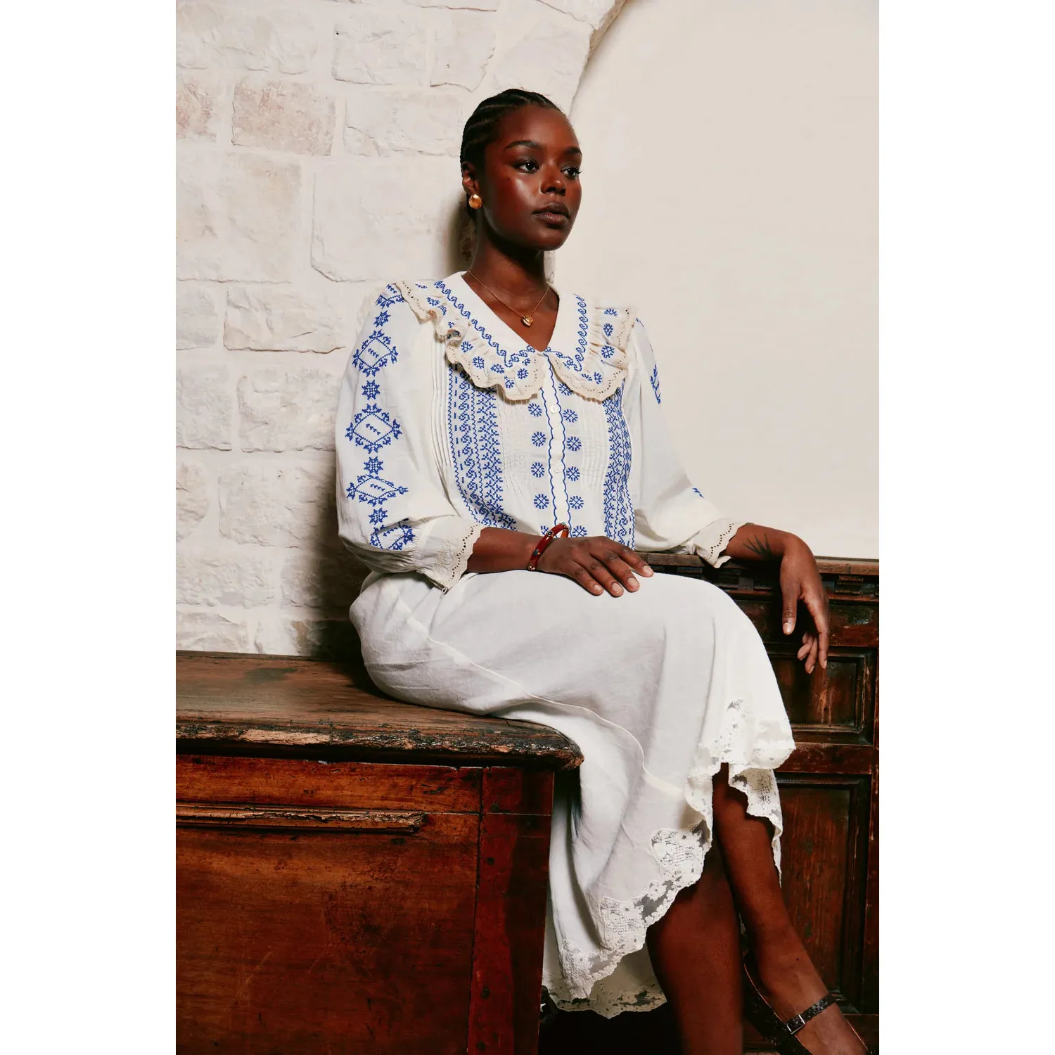 Percy Top Mila Embroidery Cream