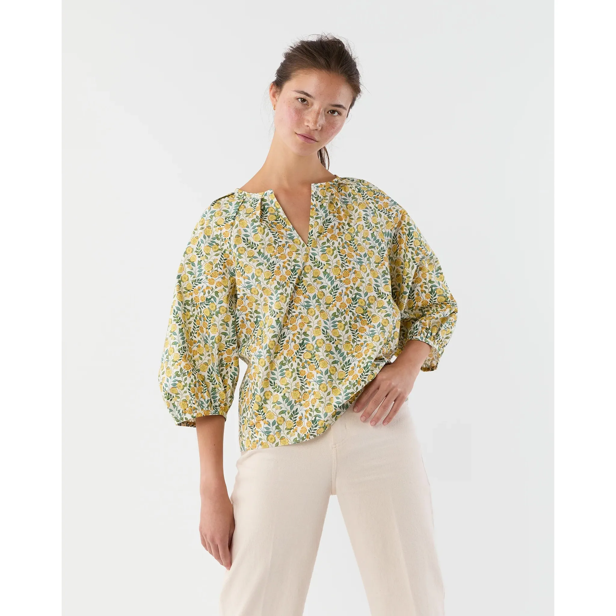 Victoria Blouse Gold Multi Viger's Vine Liberty Fabric