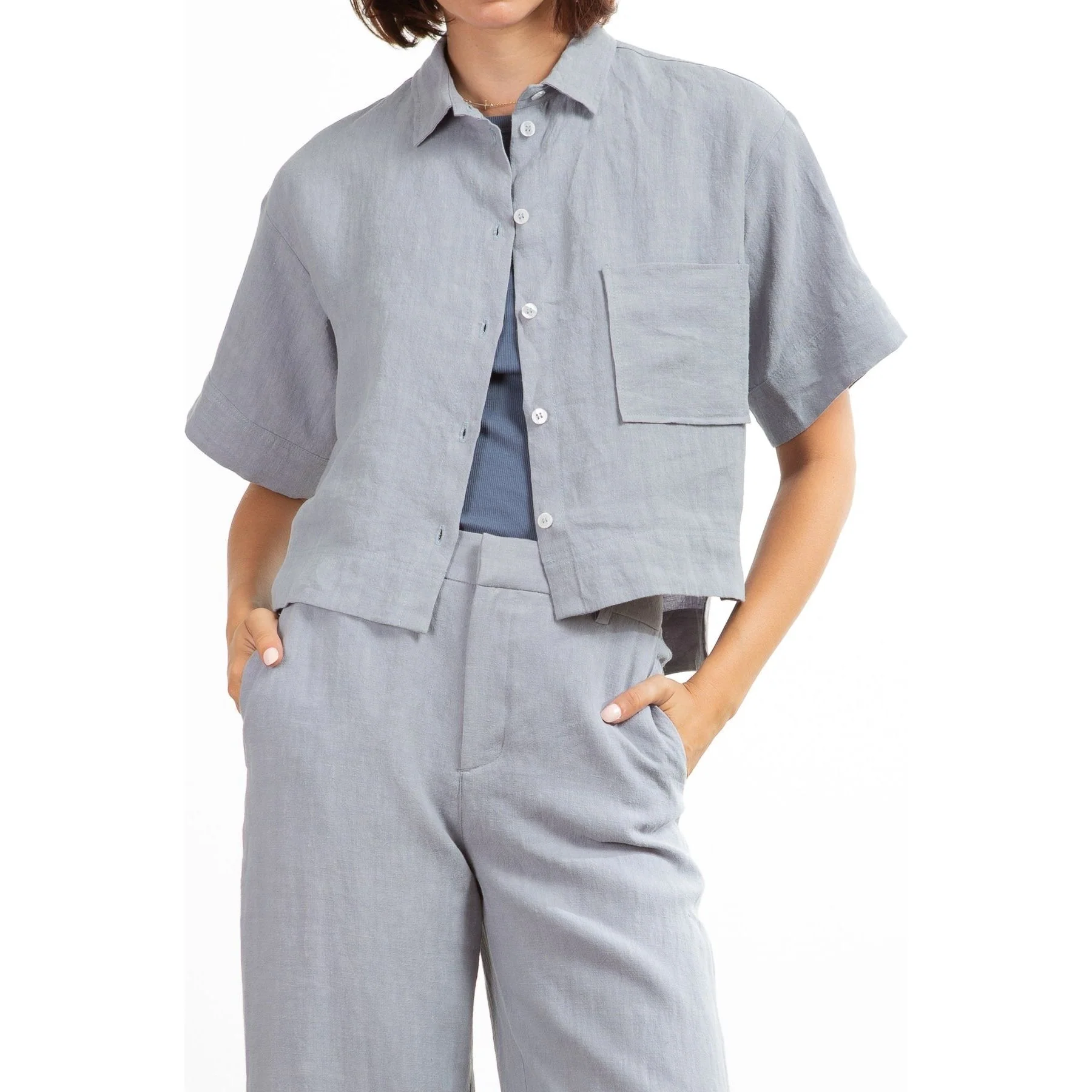 Eddy Shirt in Linen - Slate