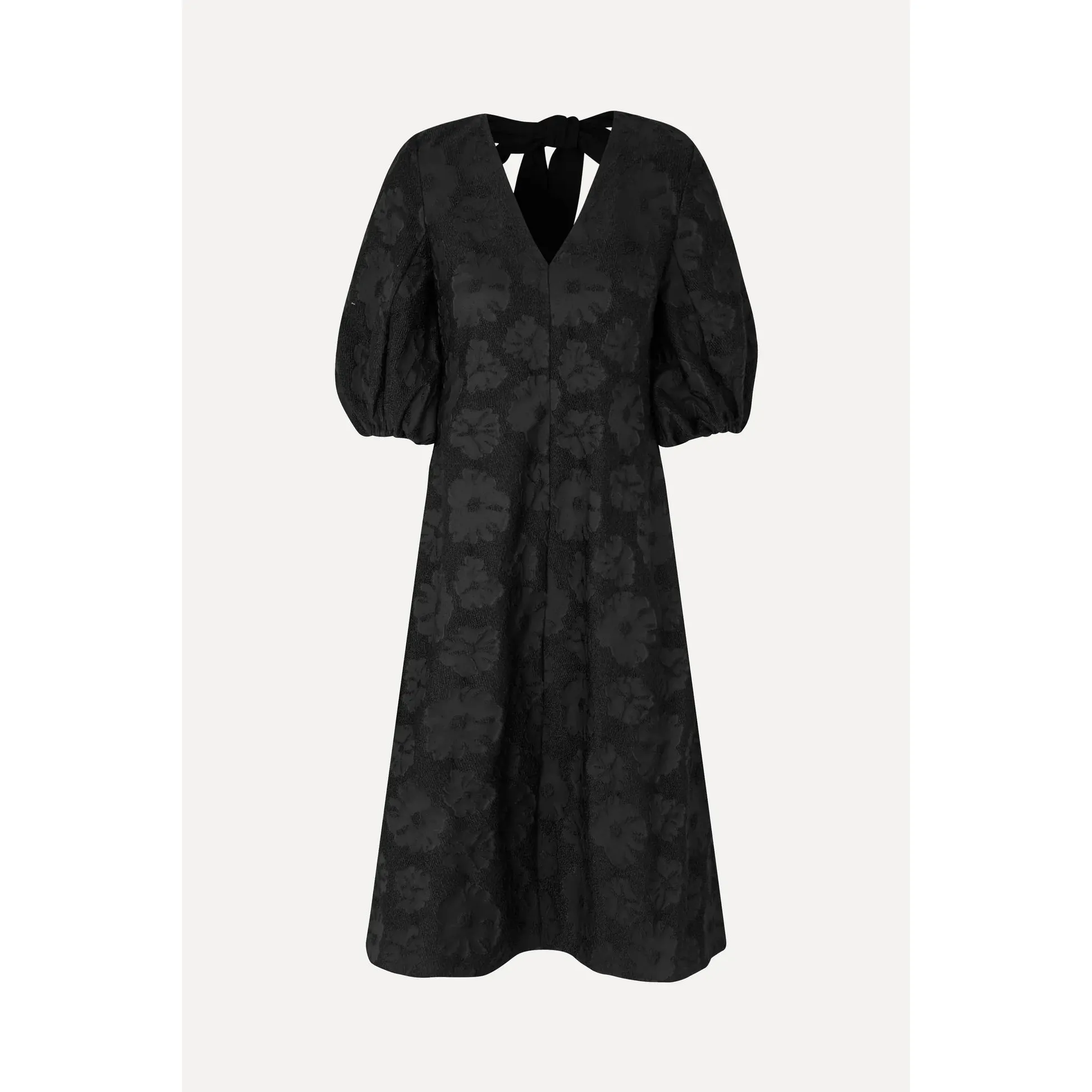 3/4 Volume Sleeve Midi Dress in Anemone Jacquard