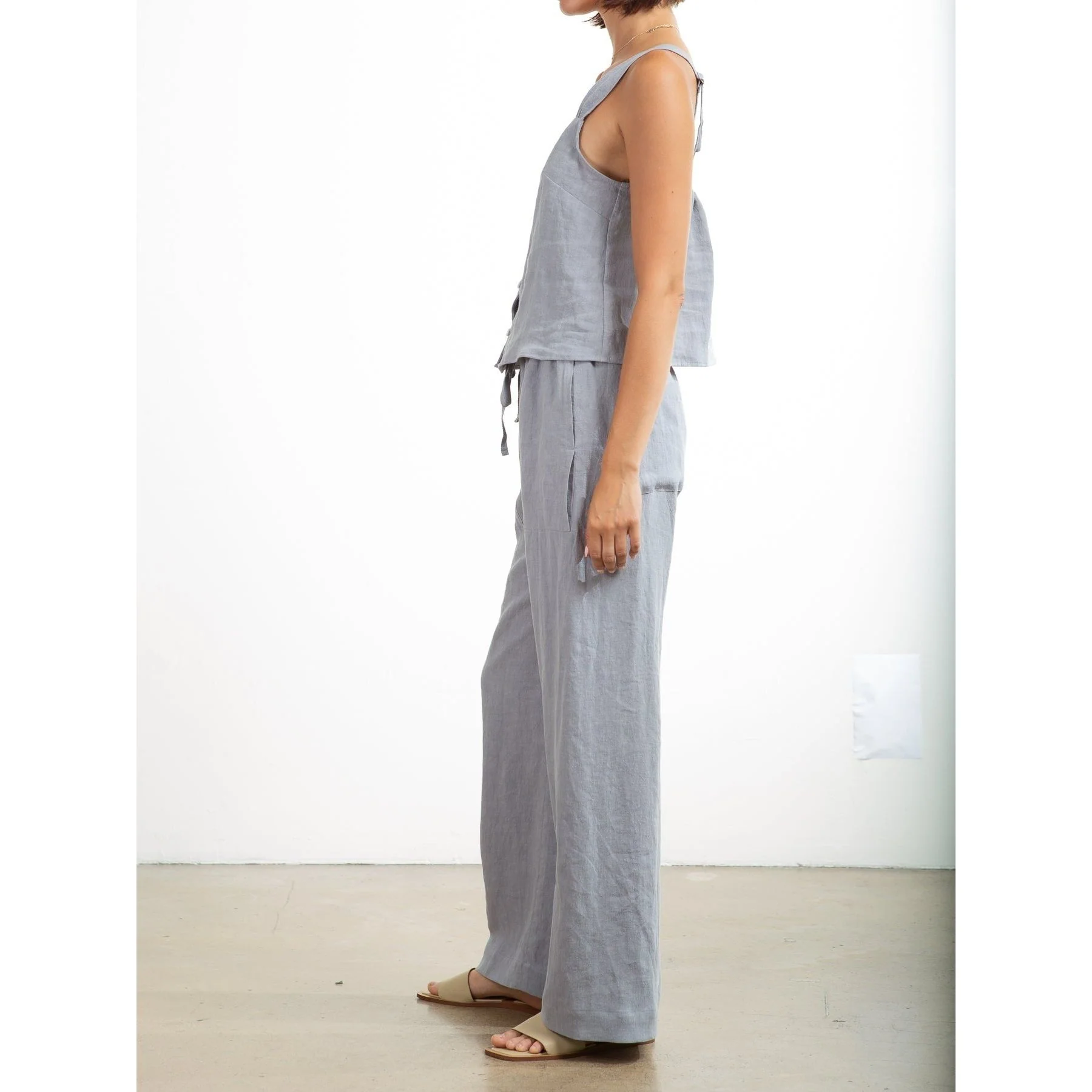 Casey Pant in Linen - Slate