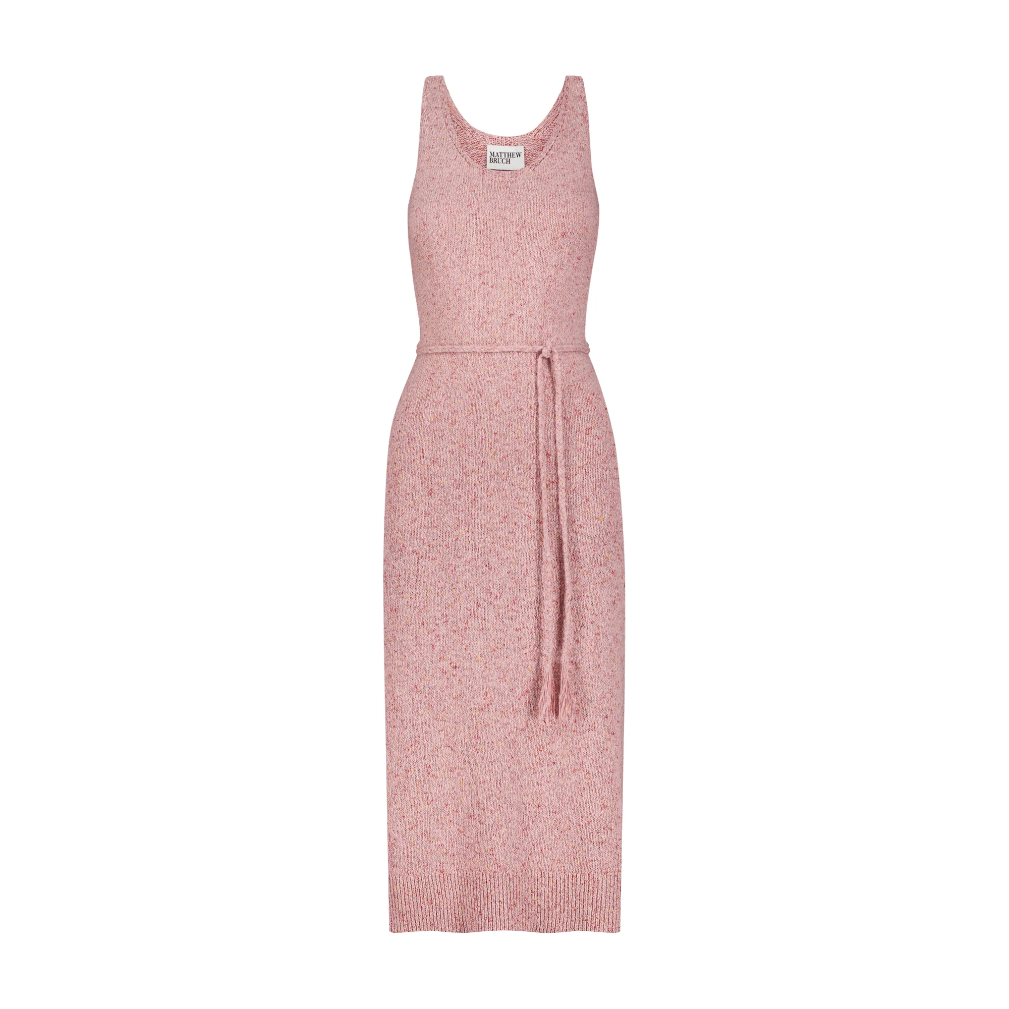 Pink Melange Scoop Neck Tank Midi Dress