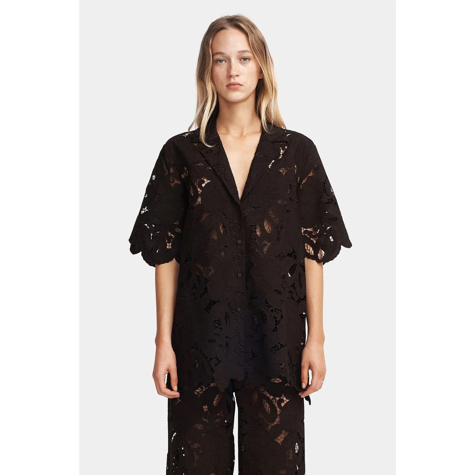 Loretta Lace Shirt Black