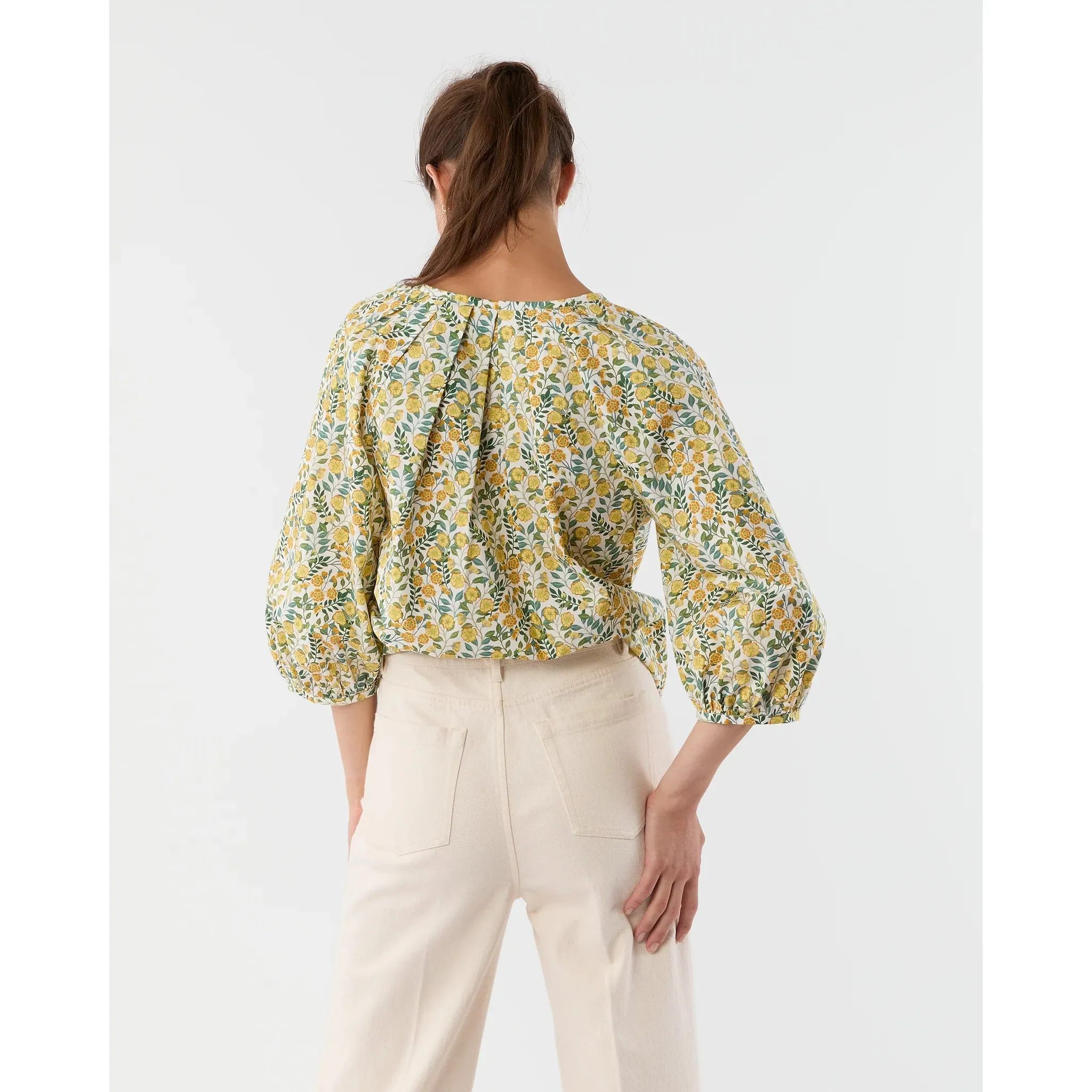 Victoria Blouse Gold Multi Viger's Vine Liberty Fabric