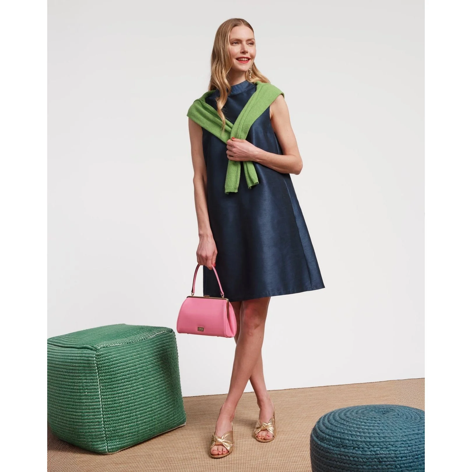 Frances Valentine Sleeveless Diplomat Mini Dress Navy